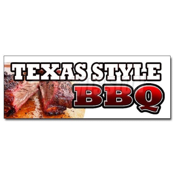 TEXAS STYLEBBQ DECAL sticker beef brisket ribs pork bar b que open, D-36 Texas Style BBQ
